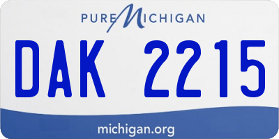 MI license plate DAK2215