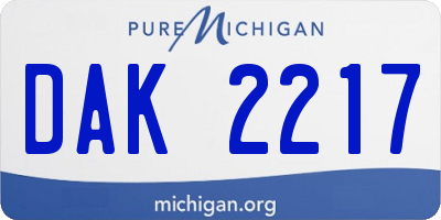 MI license plate DAK2217