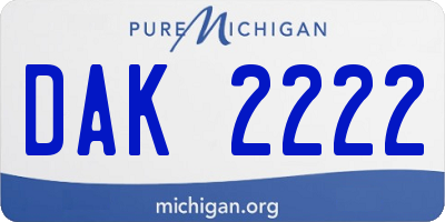 MI license plate DAK2222