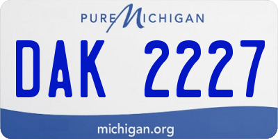MI license plate DAK2227