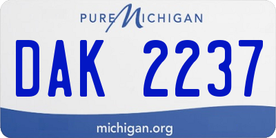 MI license plate DAK2237