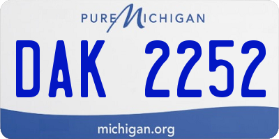 MI license plate DAK2252