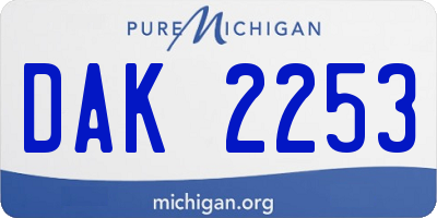 MI license plate DAK2253