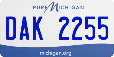 MI license plate DAK2255