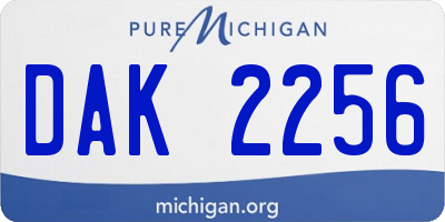 MI license plate DAK2256