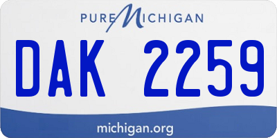 MI license plate DAK2259