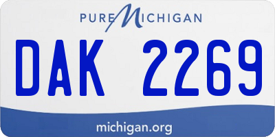 MI license plate DAK2269