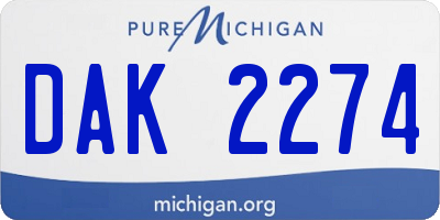 MI license plate DAK2274