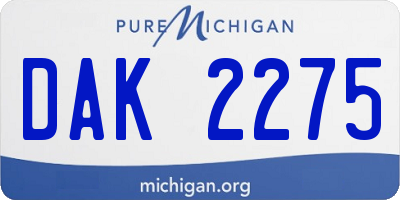 MI license plate DAK2275