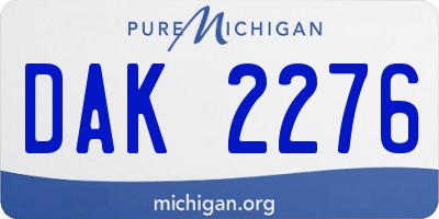 MI license plate DAK2276