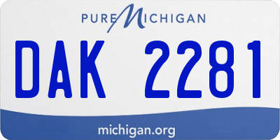 MI license plate DAK2281