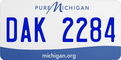 MI license plate DAK2284