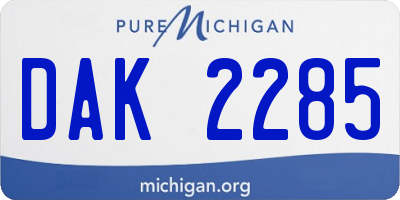 MI license plate DAK2285