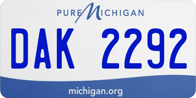 MI license plate DAK2292