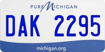 MI license plate DAK2295