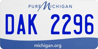 MI license plate DAK2296