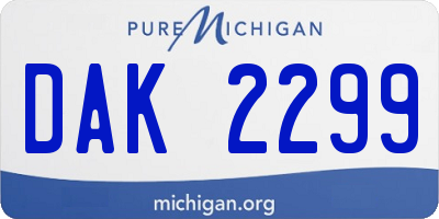 MI license plate DAK2299