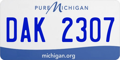 MI license plate DAK2307