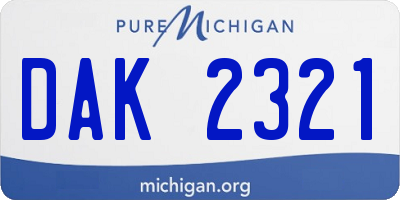 MI license plate DAK2321