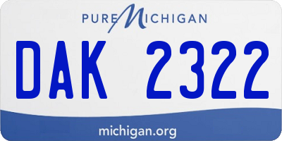 MI license plate DAK2322