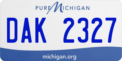 MI license plate DAK2327