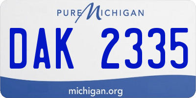 MI license plate DAK2335