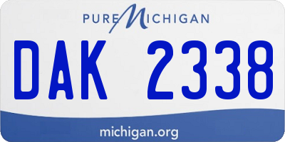 MI license plate DAK2338