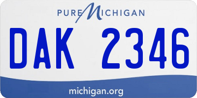 MI license plate DAK2346