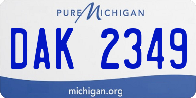 MI license plate DAK2349