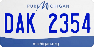 MI license plate DAK2354