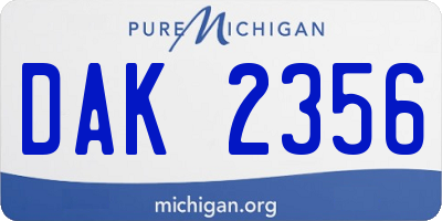 MI license plate DAK2356