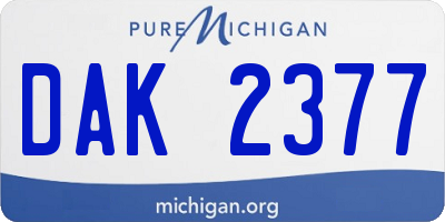MI license plate DAK2377