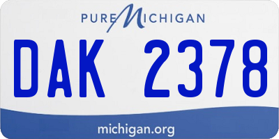 MI license plate DAK2378