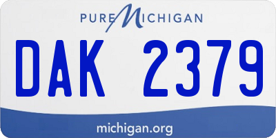 MI license plate DAK2379