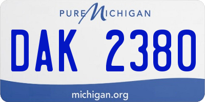 MI license plate DAK2380
