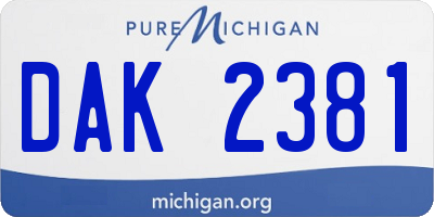 MI license plate DAK2381