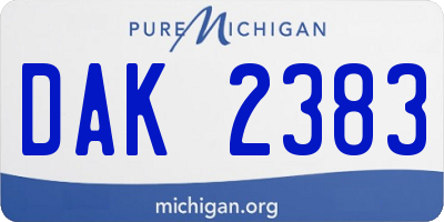 MI license plate DAK2383