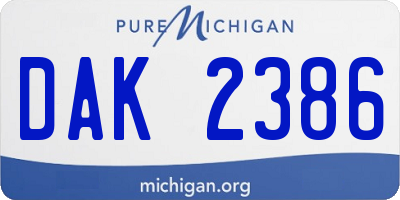 MI license plate DAK2386