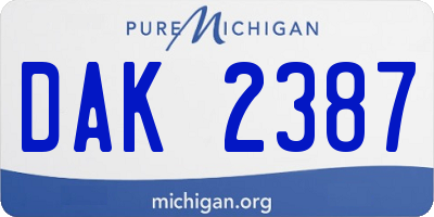 MI license plate DAK2387