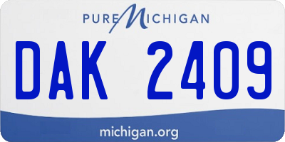MI license plate DAK2409