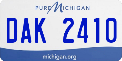 MI license plate DAK2410