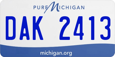 MI license plate DAK2413