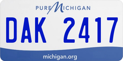 MI license plate DAK2417