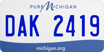 MI license plate DAK2419