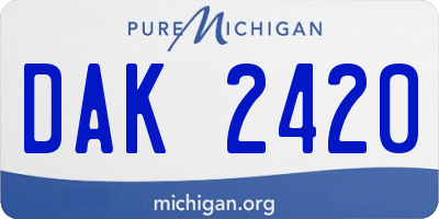 MI license plate DAK2420
