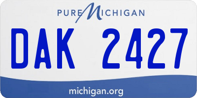 MI license plate DAK2427