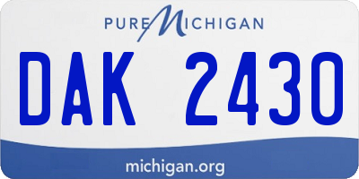 MI license plate DAK2430