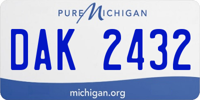 MI license plate DAK2432