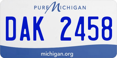 MI license plate DAK2458