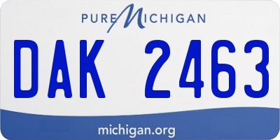 MI license plate DAK2463